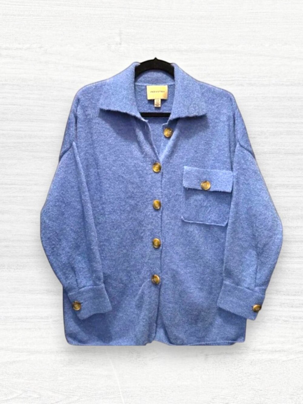 Industry Blue Button Front Cardigan Shacket Oversized Cozy Knit Jacket S/M
